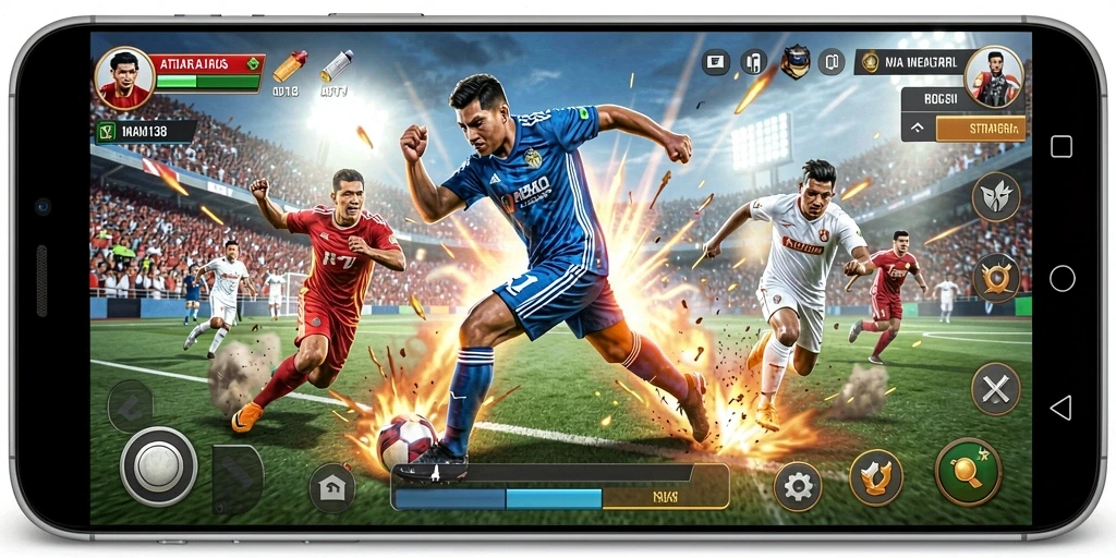 Screenshot gameplay ATM138 menampilkan aksi olahraga mendebarkan.