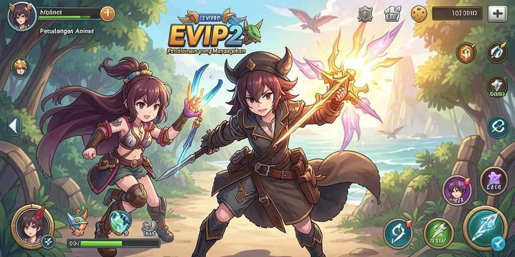 Menampilkan karakter Anime dalam aksi yang mendebarkan.