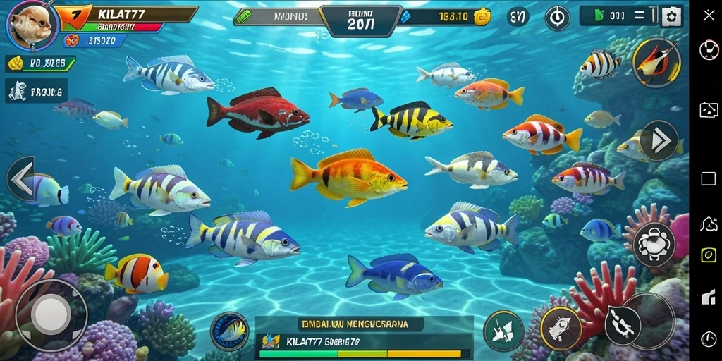 Gameplay Tembak Ikan yang mendebarkan dan penuh warna.