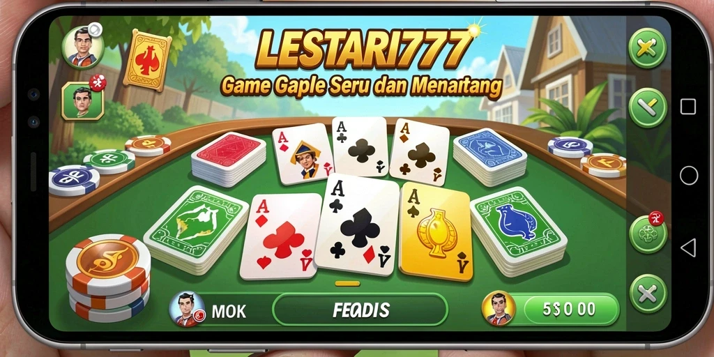Tampilan seru gameplay LESTARI777 yang penuh strategi Gaple.