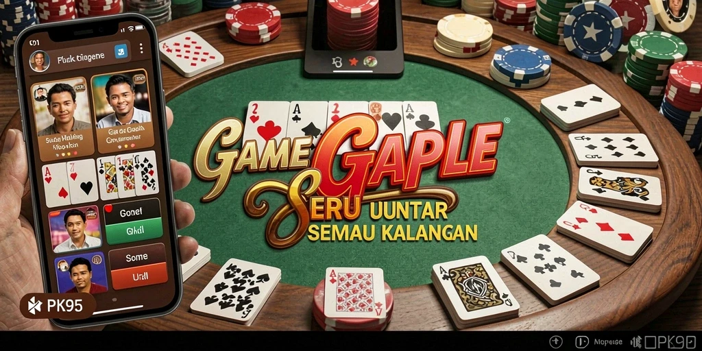Screenshot gameplay PK95 menampilkan suasana seru permainan Gaple.