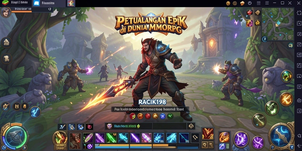 Tangkapan layar gameplay petualangan menyerupai MMORPG yang mendebarkan.